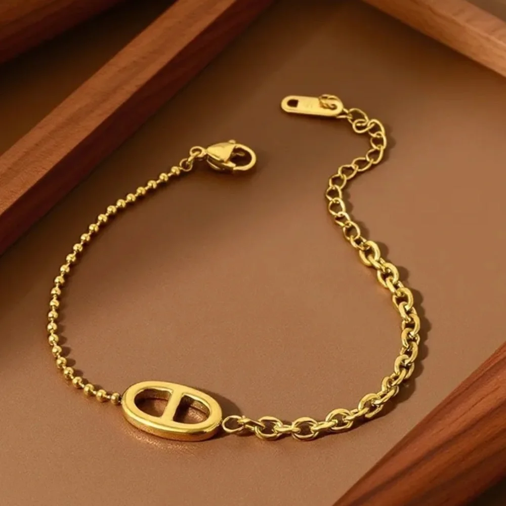 Gold Pig Nose Necklace, Bracelet, Ring, Earrings Set Gold Plated